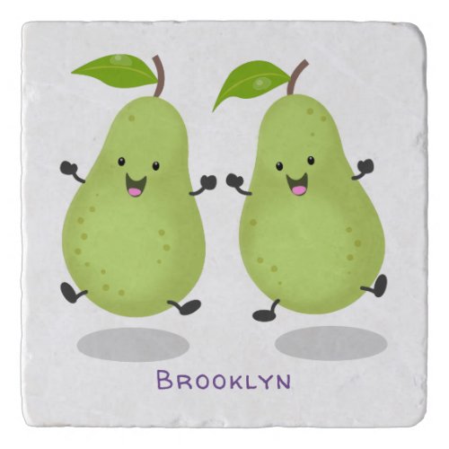 Cute pear pair cartoon illustration trivet