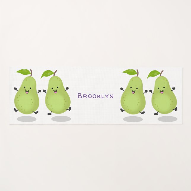 Cute pear pair cartoon illustration yoga mat (Front (Horizontal))