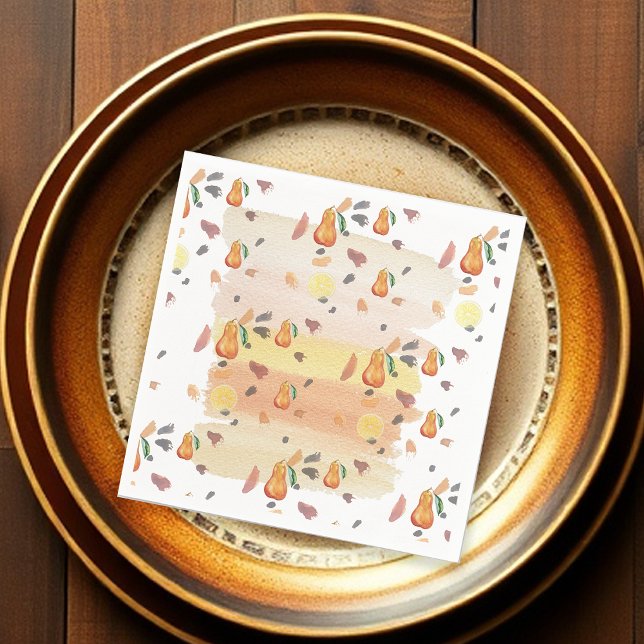 Cute Pear Pattern Watercolor Art Napkins (Creator Uploaded)