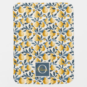 Cute Pear Pattern with custom Name Baby Blanket
