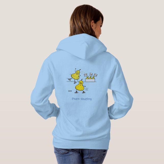 Cute Pears Pairs Skating Cartoon Womens Hoodie (Back Full)