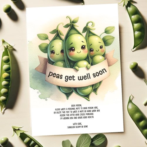 Cute Peas Get Well Soon Best Wishes Funny Pun Card