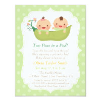 Cute Peas in a Pod Twin Baby Shower Invitations