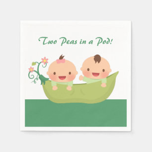 Cute Peas in a Pod Twin Baby Shower Supplies Napkins
