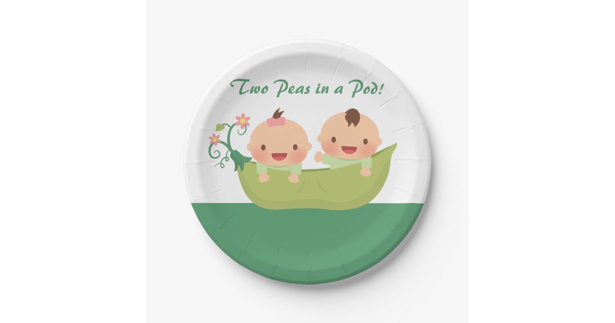 Cute Peas In A Pod Twin Baby Shower Supplies Paper Plate