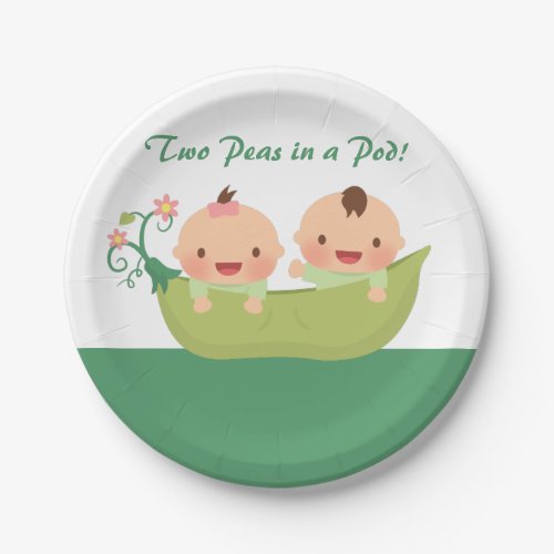 Cute Peas in a Pod Twin Baby Shower Supplies Paper Plates