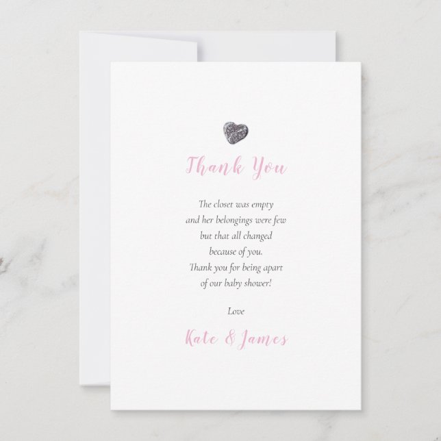 Cute Pebble Heart Baby Girl Thank You Poem (Front)