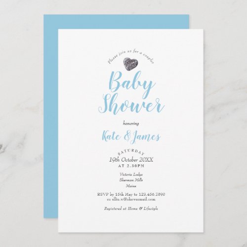 Cute Pebble Heart Couples Baby Shower  Sprinkle Invitation