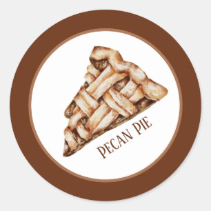 cute pecan baking pie add text classic round sticker