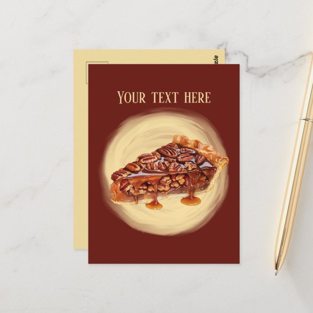 Cute pecan pie add message  postcard (Front/Back In Situ)