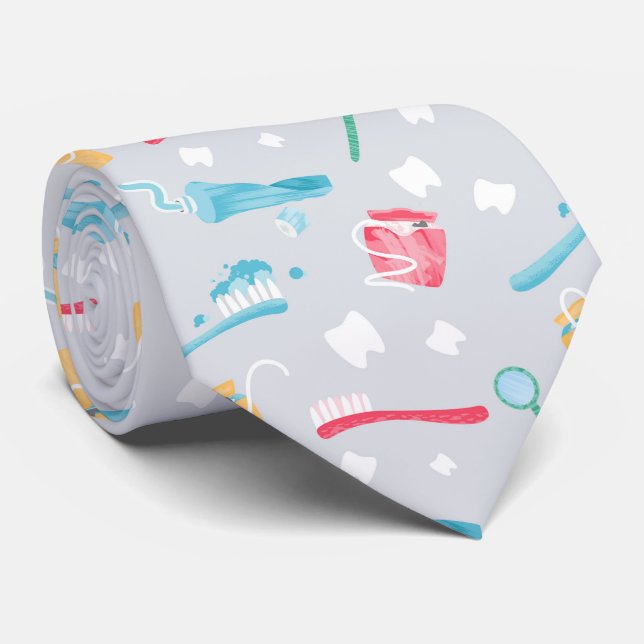 Cute Pediatric Dental Practice Dental Supplies Neck Tie (Rolled)