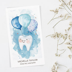 Cute Pediatric Family Dentist Tooth Smile Business Card