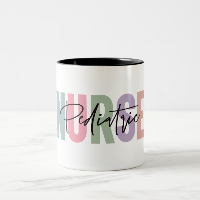  Cute Pediatric Nurse Two-Tone Coffee Mug (Center)