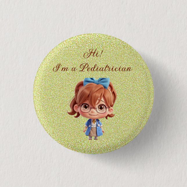 Cute Pediatrician Badge Button (Front)