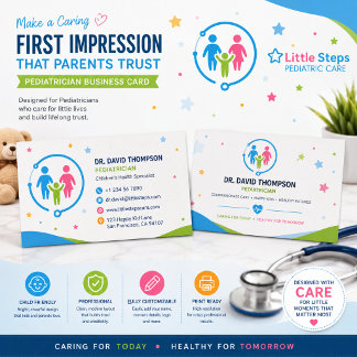 Cute Pediatrician Business Card | Kids Doctor
