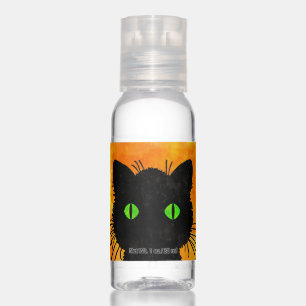 Cute Peek-A-Boo Black Cat on Orange Hand Sanitizer