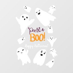 Cute peek a boo script Halloween funny ghosts Window Cling | Zazzle