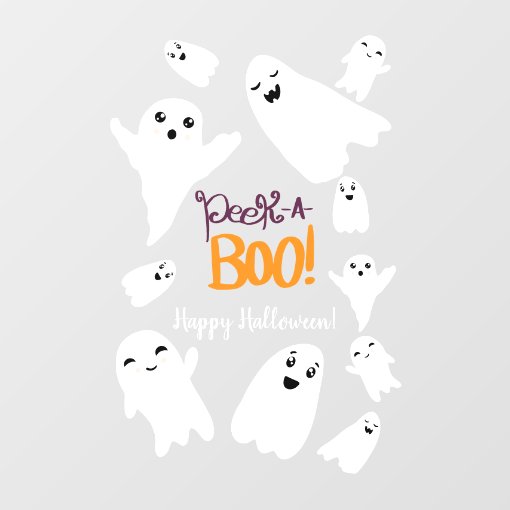Cute peek a boo script Halloween funny ghosts Window Cling | Zazzle
