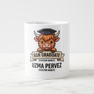 Cute Peekaboo Highland Cow BSN Graduate Custom Nam Giant Coffee Mug