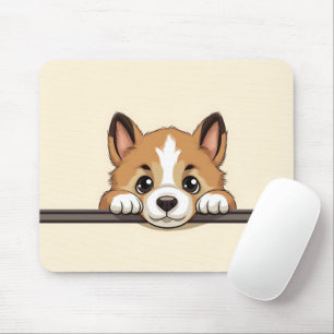 Cute Peeking Akita Dog Mouse Pad