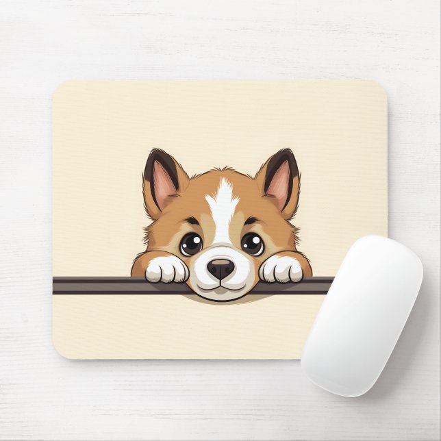 Cute Peeking Akita Dog Mouse Pad (With Mouse)