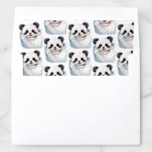 Cute Peeking Baby Panda Bear Cub Animal Kingdom  Envelope Liner