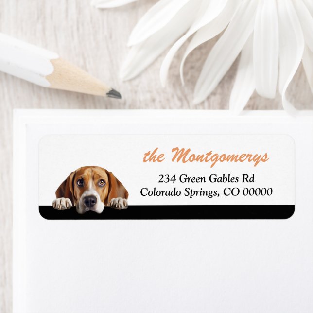 Cute Peeking Beagle Dog Return Address Label (Insitu)
