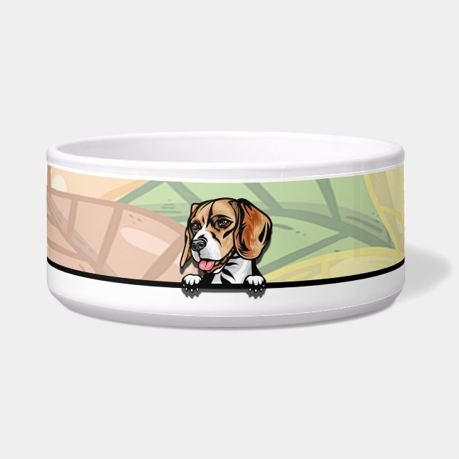 Cute Peeking Beagle, food or drink Bowl (Front)