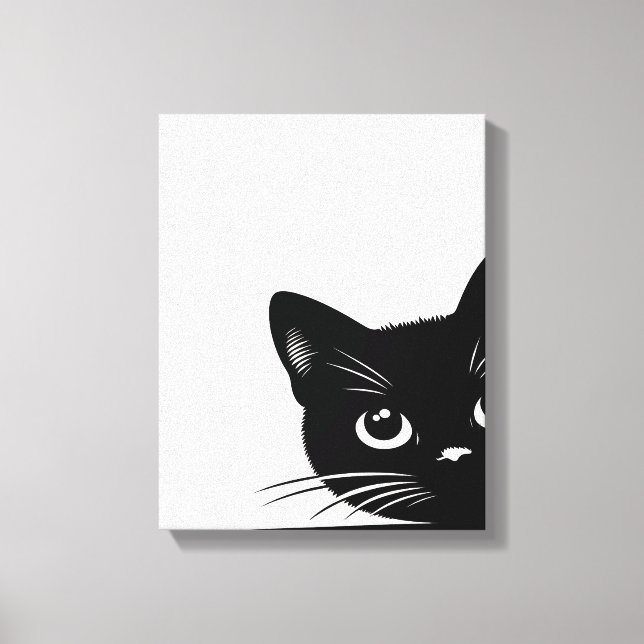 Cute Peeking Black Cat Canvas Print (Front)