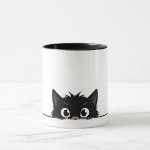 Cute Peeking Black Cat Mug