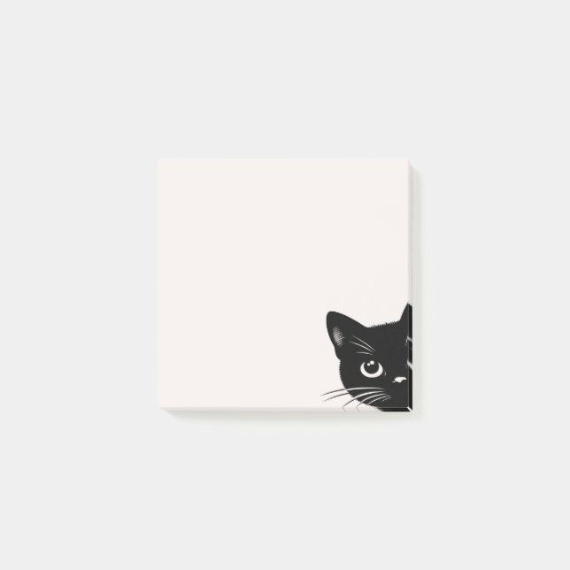 Cute Peeking Black Cat Post-it Notes (Front)