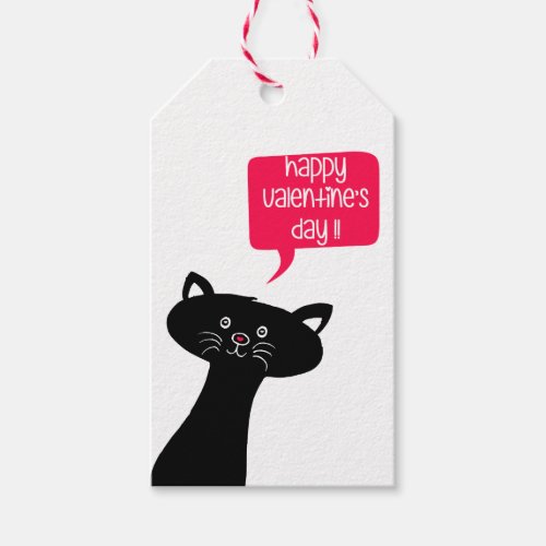 Cute Peeking Black Cat Valentines Day  Gift Tags