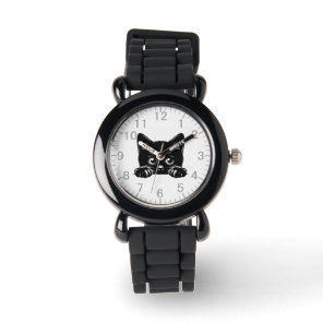 Cute Peeking Black Cat Watch