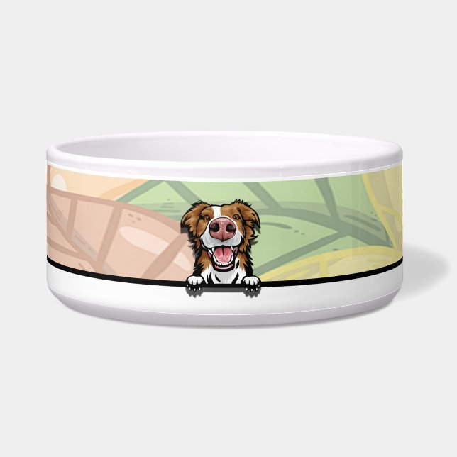 Cute Peeking Border Collie, food or drink Bowl (Front)
