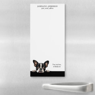 Cute Peeking Boston Terrier Dog Magnetic Notepad