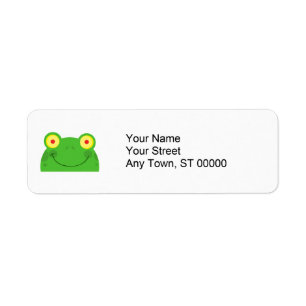 cute peeking cartoon frog froggy face label