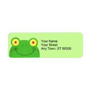 cute peeking cartoon frog froggy face label