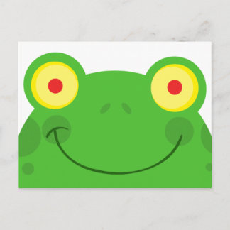 cute peeking cartoon frog froggy face postcard