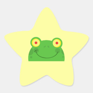 cute peeking cartoon frog froggy face star sticker
