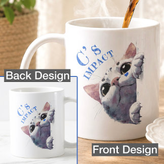 Cute Peeking Cat Acrylic Style - C’s IMPACT Blue Coffee Mug