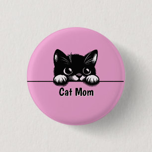 Cute Peeking Cat Design Button