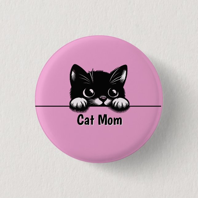 Cute Peeking Cat Design  Button (Front)