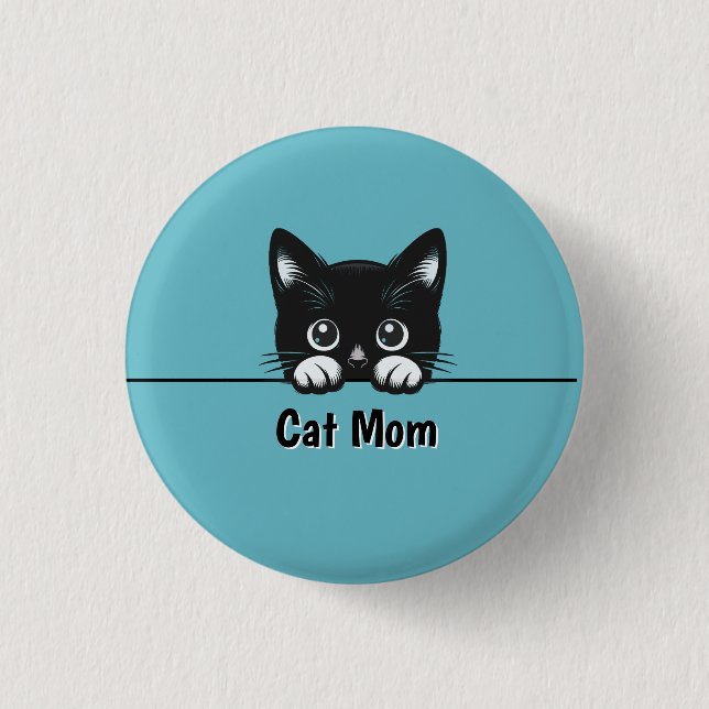 Cute Peeking Cat Design  Button (Front)