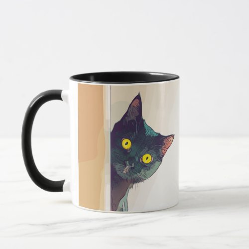 Cute Peeking Cat Design Coffee Mug