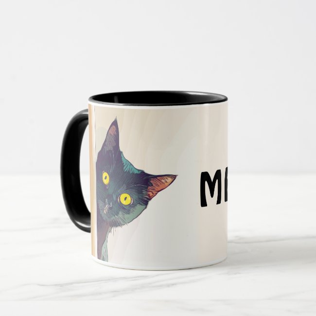 Cute Peeking Cat Design Coffee Mug