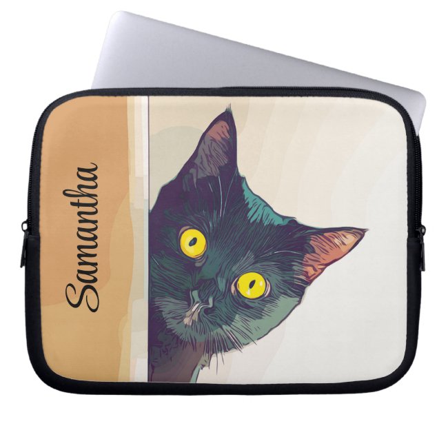 Cute Peeking Cat Design Laptop Sleeve