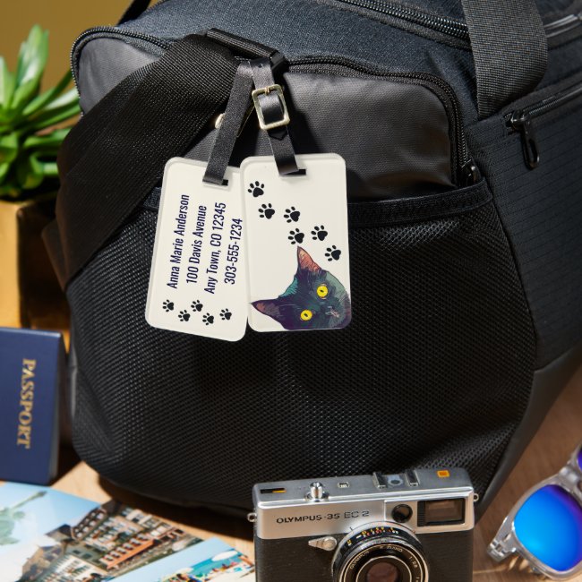 Cute Peeking Cat Design Luggage Tags