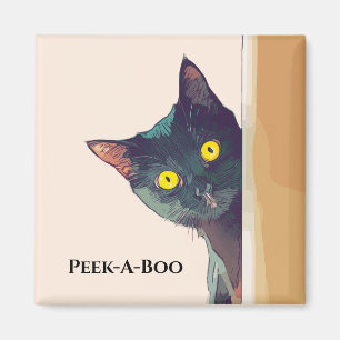 Cute Peeking Cat Design Magnet
