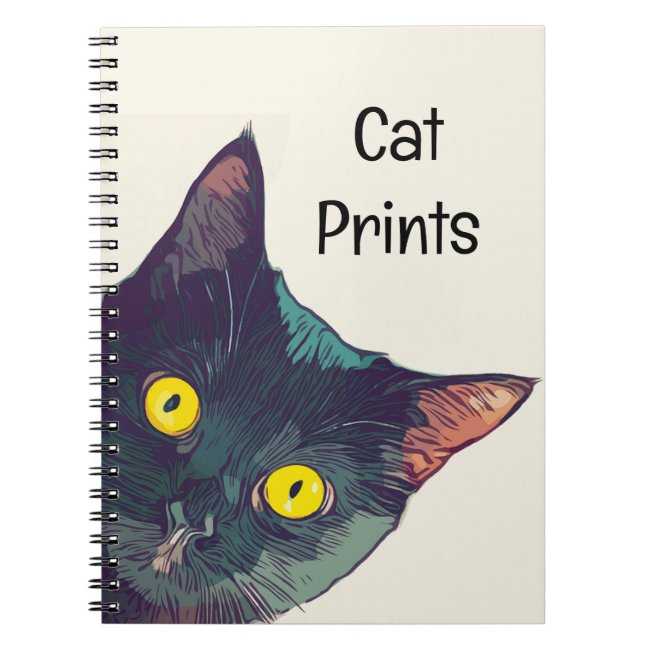 Cute Peeking Cat Design Spiral Notebook
