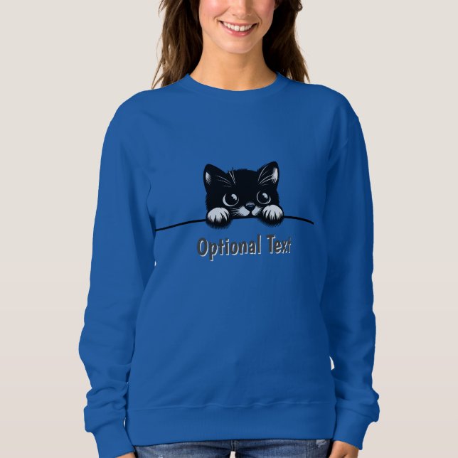 Cute Peeking Cat Design Sweatshirt  (Front)